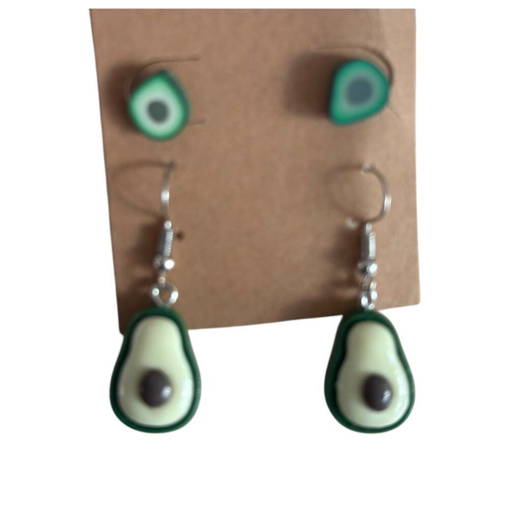 Avocado-Themed Stud & Dangle Earrings Set For Women Hypoallergenic Material Uniq